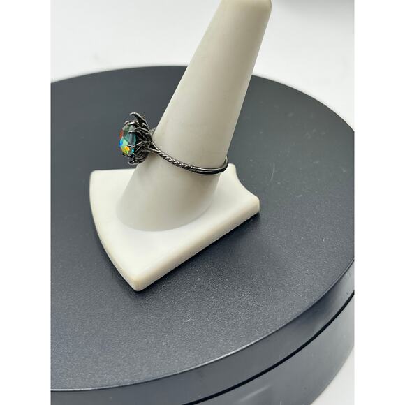 FJ Fragrant Jewels Black Sterling  Round Blue CZ Stone Spider Prong‎ Ring Sz 9.5 - Picture 7 of 8